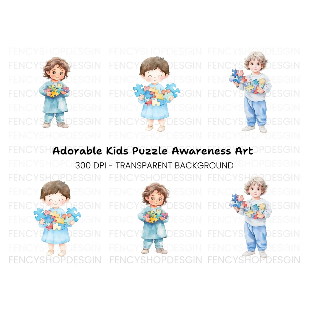 Kids Puzzle Pieces Clipart Bundle