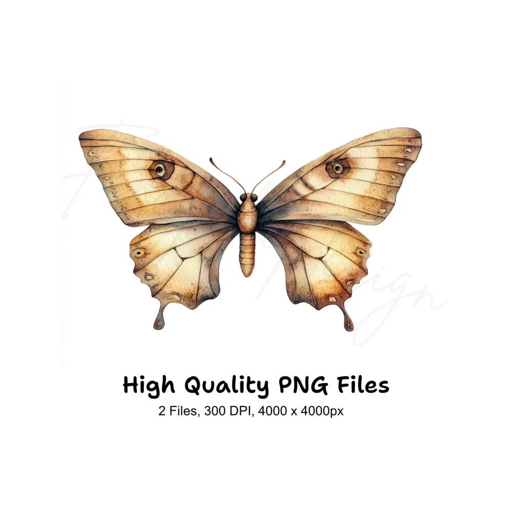 Vintage Brown Butterfly Clipart Bundle
