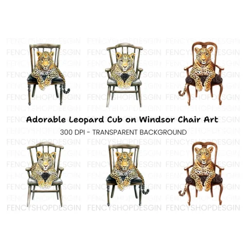 Leopard in Chair Clipart Bundle