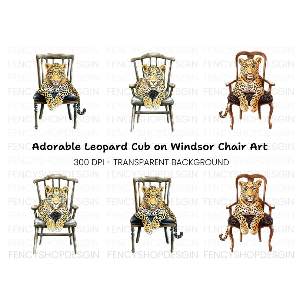 Leopard in Chair Clipart Bundle