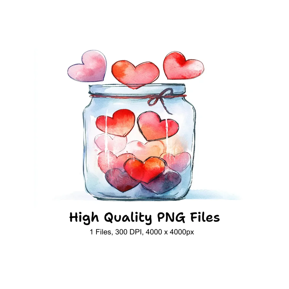 Love Hearts Jar Clipart Bundle