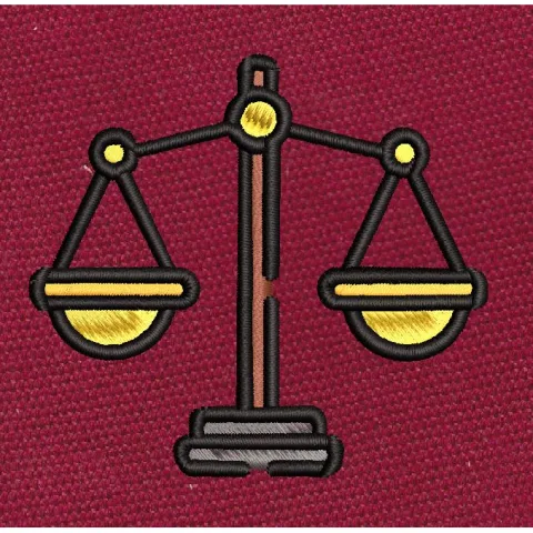 Justice Balance Scale Gold & Black Embroidery Design