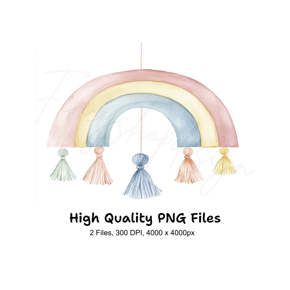 Boho Rainbow Tassel Clipart Bundle