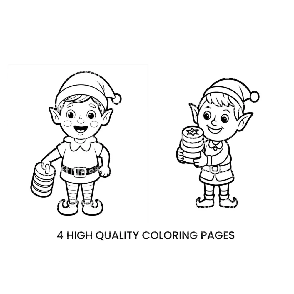 Christmas Elf With Gifts Coloring Books