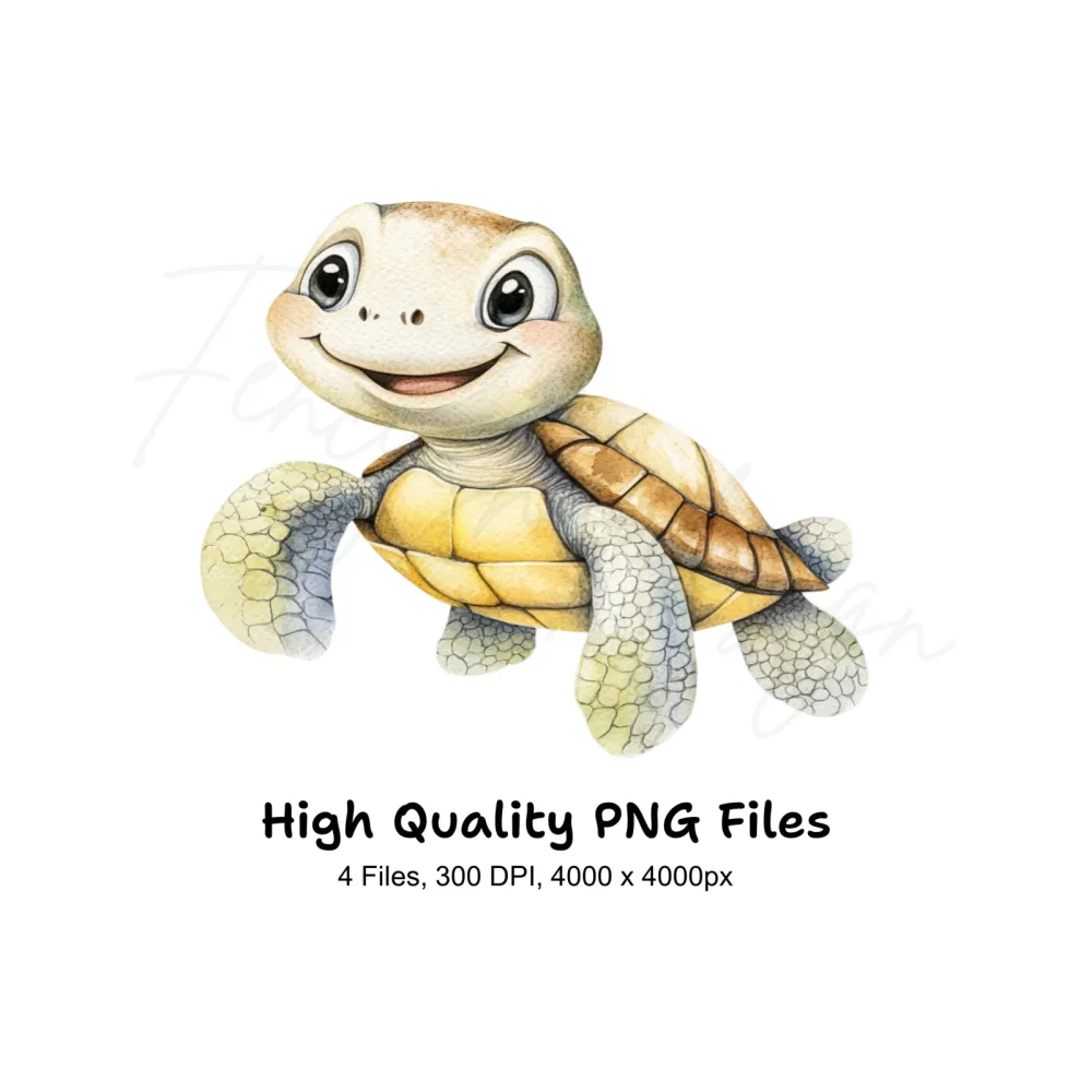 Adorable Baby Sea Turtles Clipart Bundle