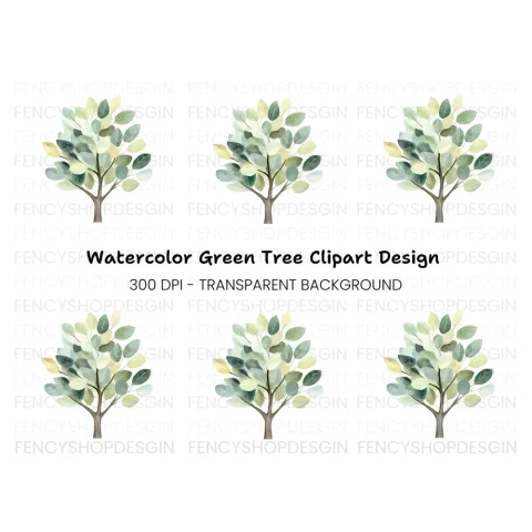 Green Tree Clipart Bundle
