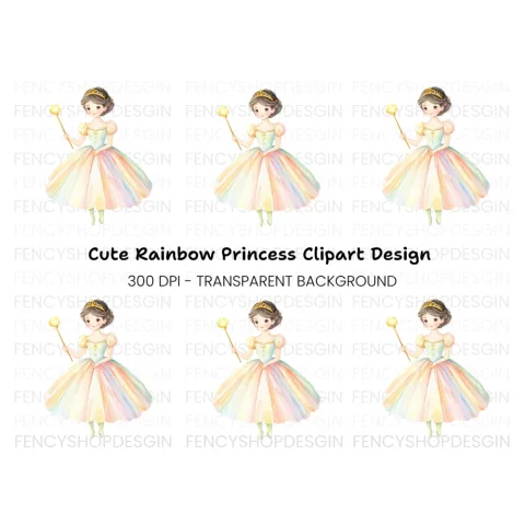 Cute Princess Magic Wand Clipart Bundle