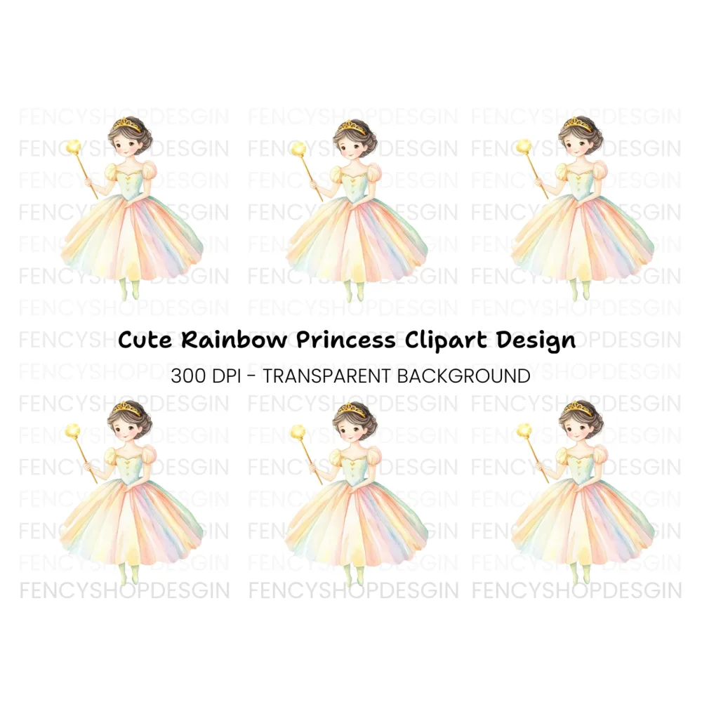Cute Princess Magic Wand Clipart Bundle