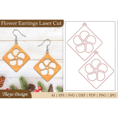 Earrings Lasercut Flower SVG Bundle