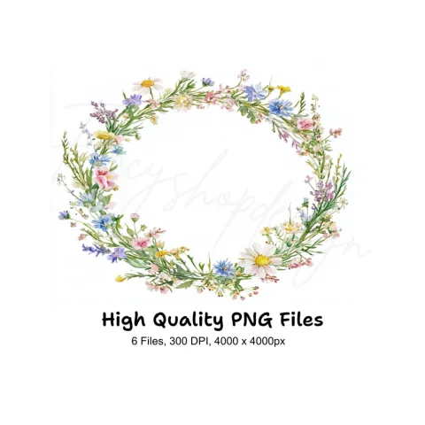 Wildflower Wreaths Clipart Bundle