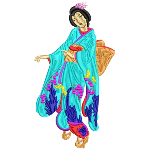 Geisha Embroidery Design
