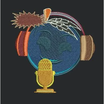 Global Broadcast Icon Embroidery Design