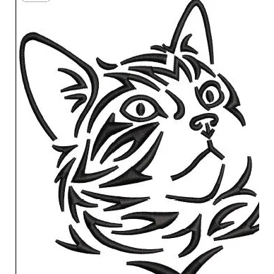 Cat Face Embroidery Design