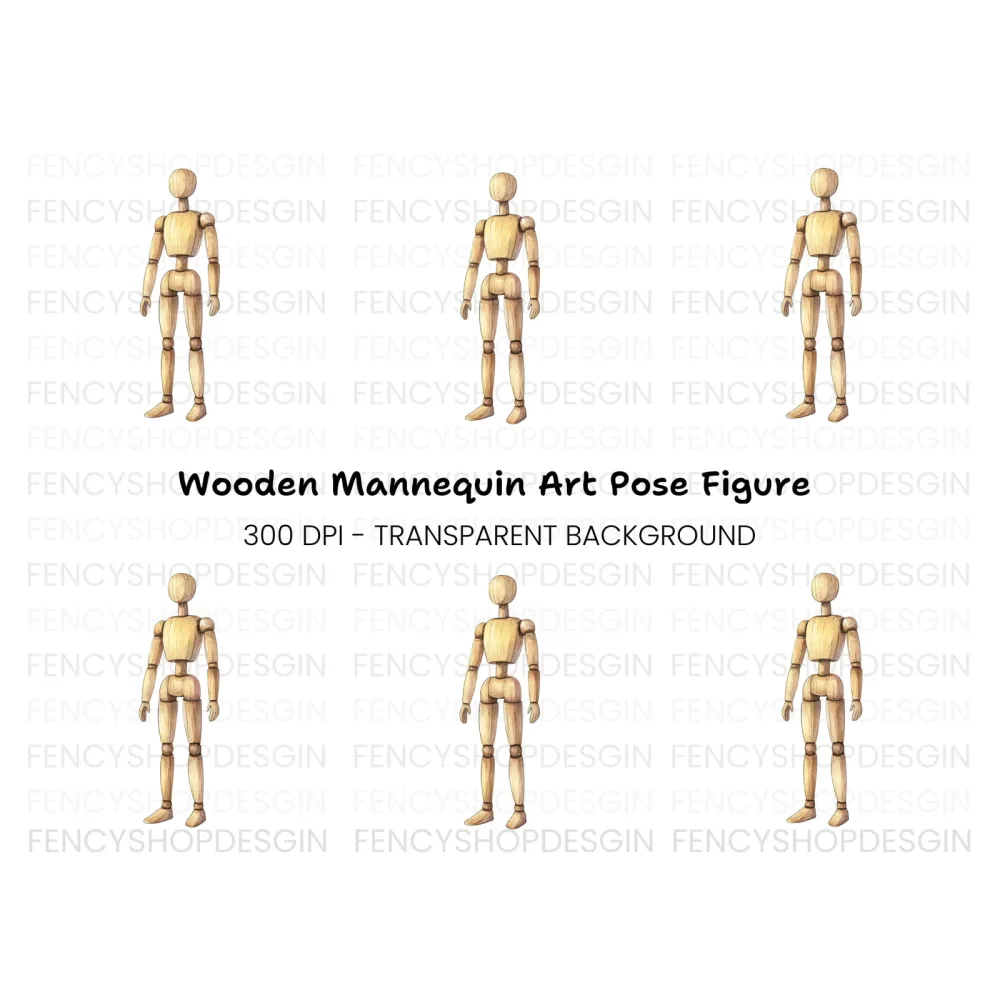 Articulated Wooden Figure Clipart Bundle
