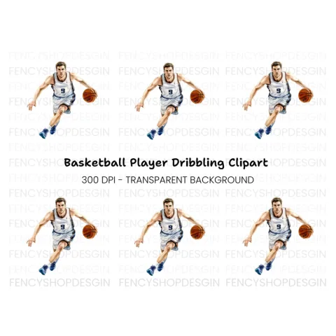 Basketball Player Dribbling Clipart Bundle
