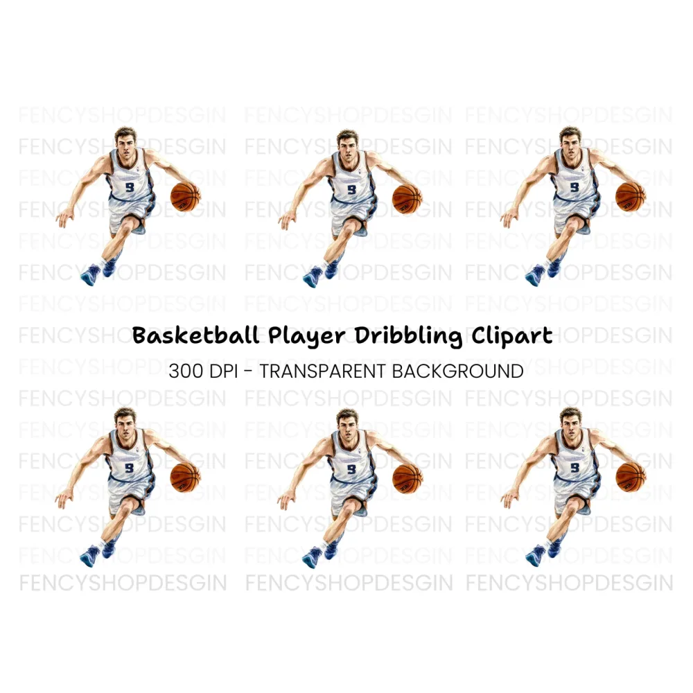 Basketball Player Dribbling Clipart Bundle