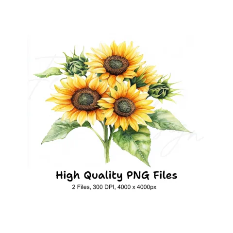 Vibrant Sunflower Bouquets Clipart Bundle