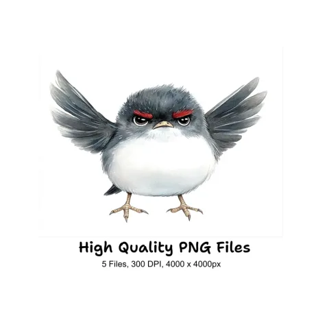 Cute Angry Grey Birds Clipart Bundle