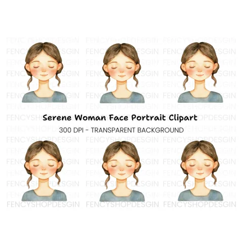 Peaceful Girl Meditating Clipart Bundle