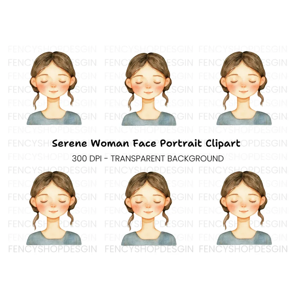 Peaceful Girl Meditating Clipart Bundle