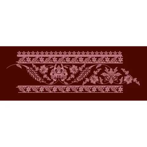 Intricate Floral Vine Ornamental Border Embroidery Design