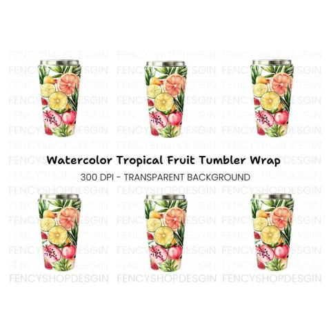 Tropical Fruit Tumbler Clipart Bundle