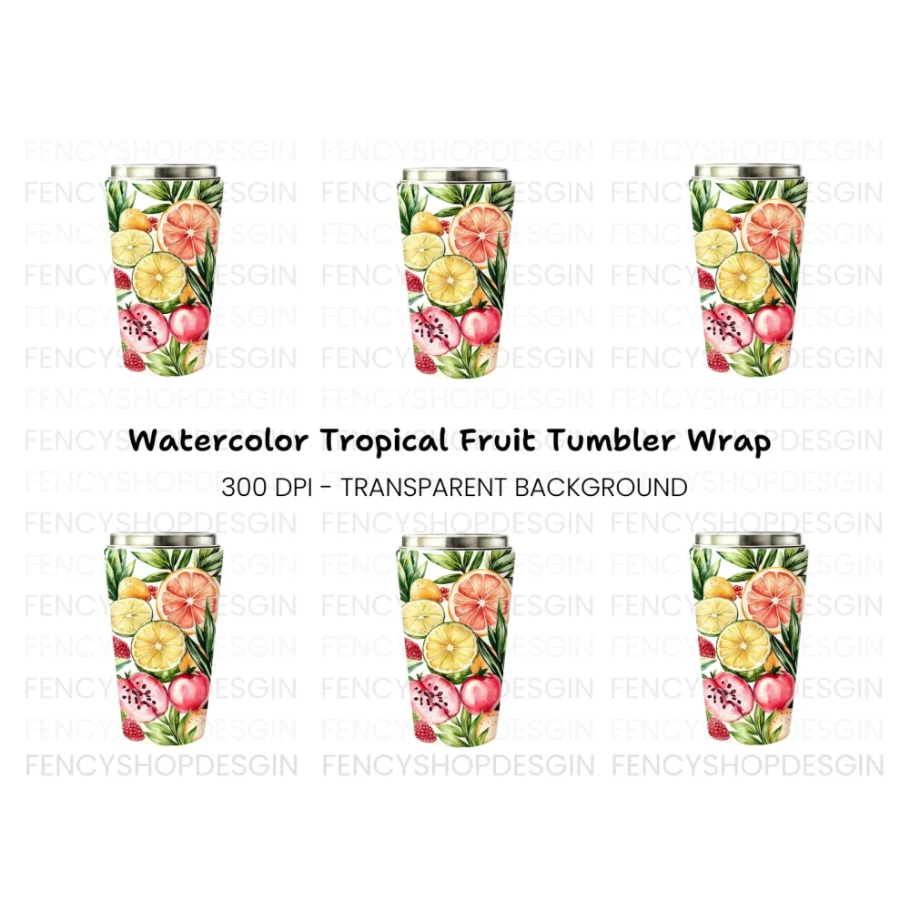 Tropical Fruit Tumbler Clipart Bundle