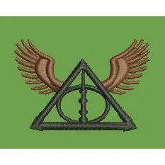 Winged Geometric Crest Embroidery Design