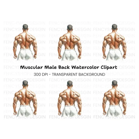 Muscular Man Back View Clipart Bundle