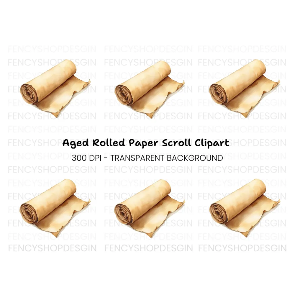 Unfurled Old Parchment Scroll Clipart Bundle