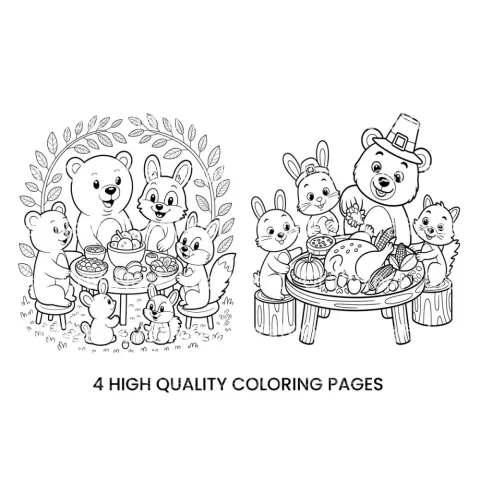 Thanksgiving Feast Animal Coloring Books