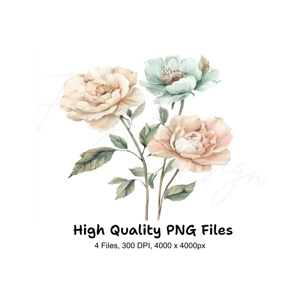 Pastel Flower Bouquets Clipart Bundle
