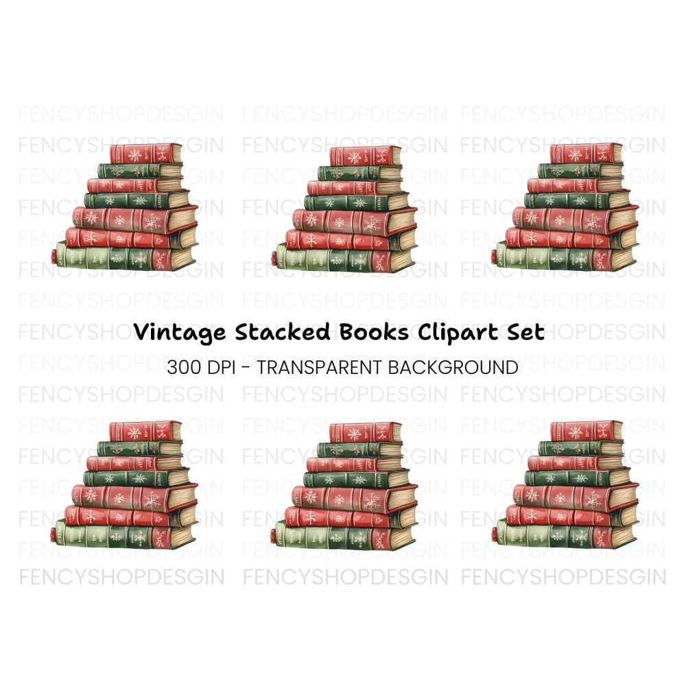 Christmas Books Stack Clipart Bundle