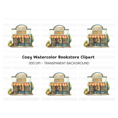 Vintage Bookstore Illustration Clipart Bundle