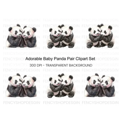 Adorable Baby Panda Friends Clipart Bundle