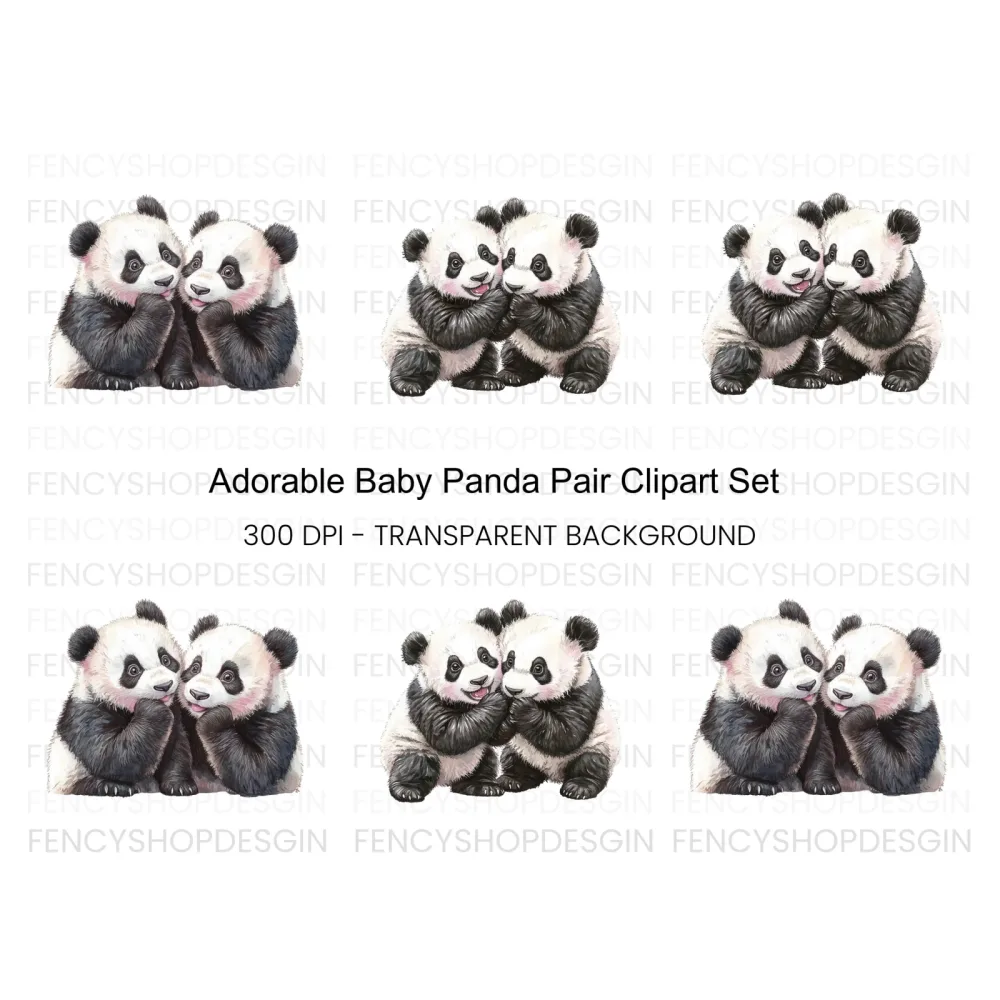 Adorable Baby Panda Friends Clipart Bundle
