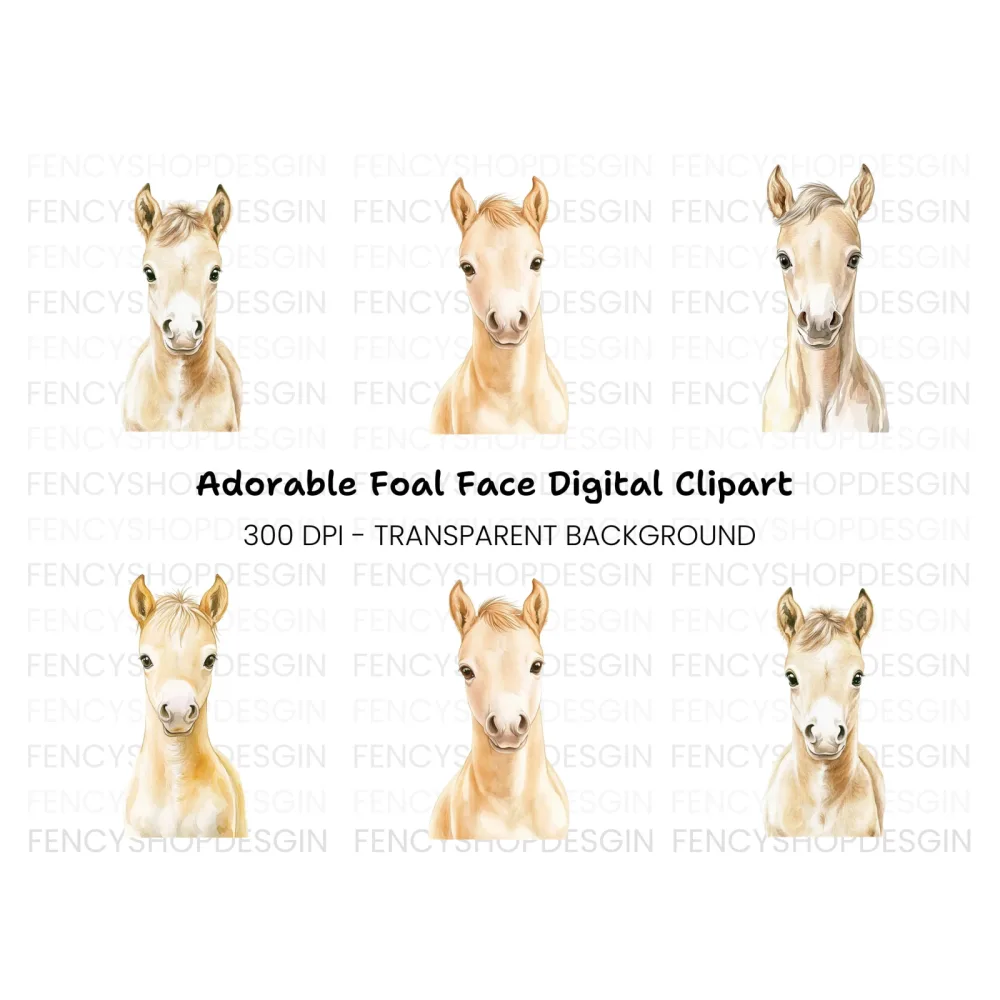 Adorable Palomino Foal Clipart Bundle