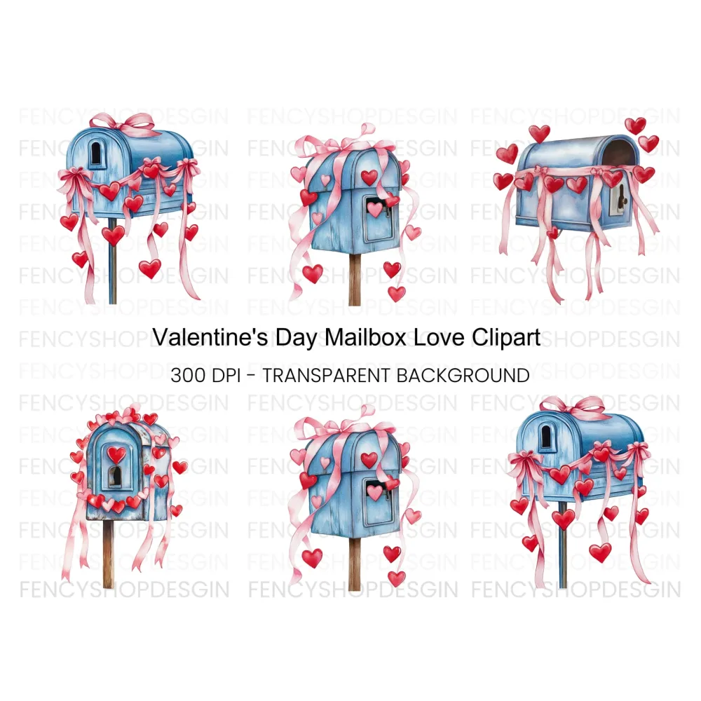Valentine Mailbox Clipart Bundle