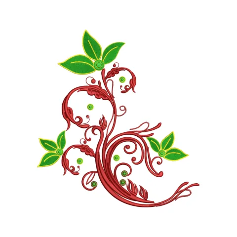 Swirl Leaf Art Embroidery Design