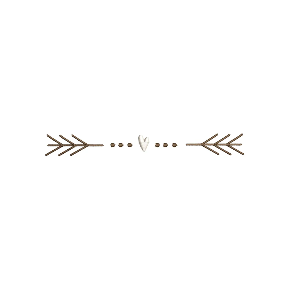 Heart Arrow Line Embroidery Design