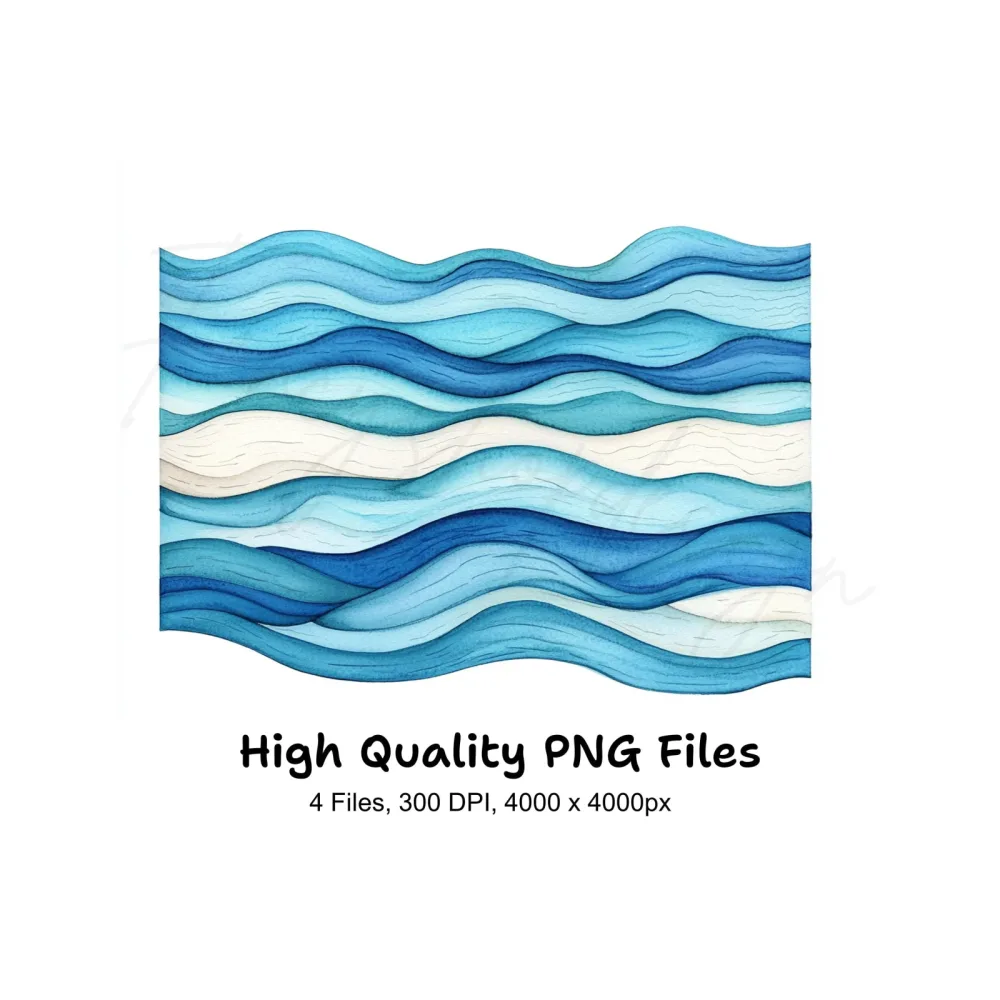 Abstract Blue Wave Patterns Clipart Bundle