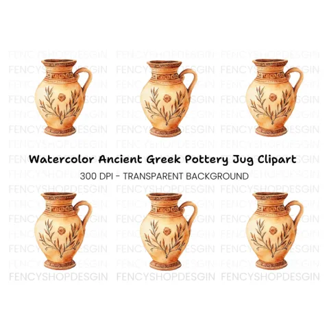 Vintage Ceramic Pitcher Clipart Bundle