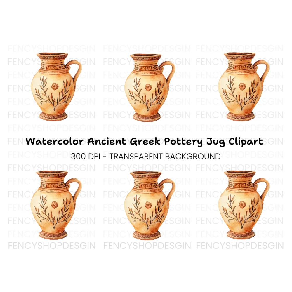 Vintage Ceramic Pitcher Clipart Bundle