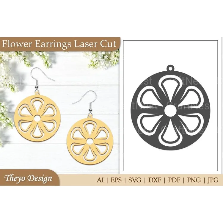 Lasercut Flower Earrings SVG Bundle