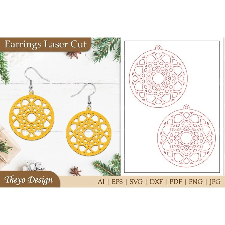 Mandala Lasercut Earrings SVG Bundle