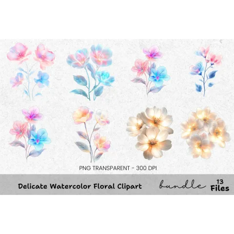 Delicate Floral Clipart Bundle