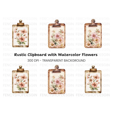 Floral Clipboard Clipart Bundle