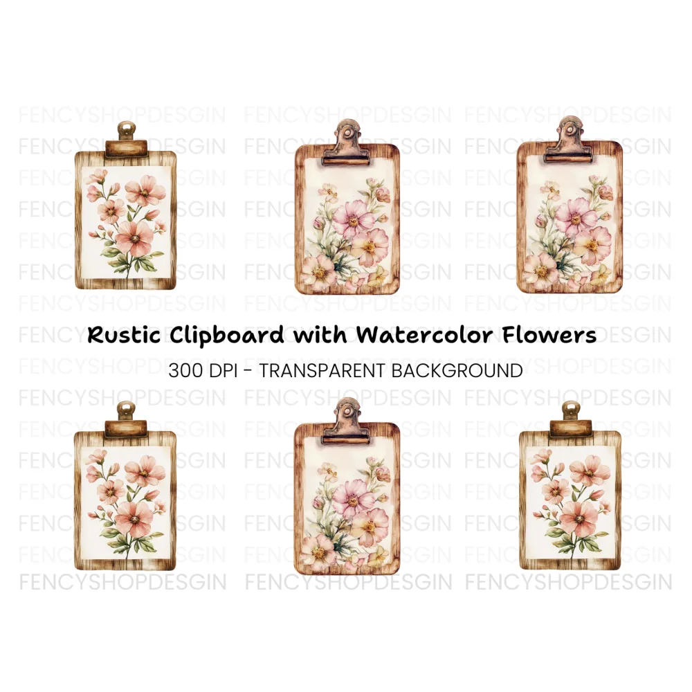 Floral Clipboard Clipart Bundle