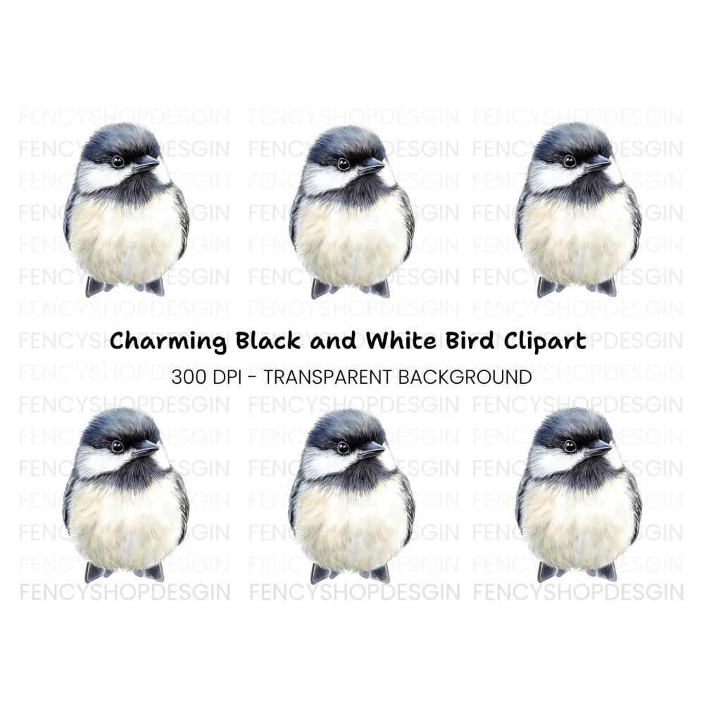Cute Chickadee Bird Clipart Bundle