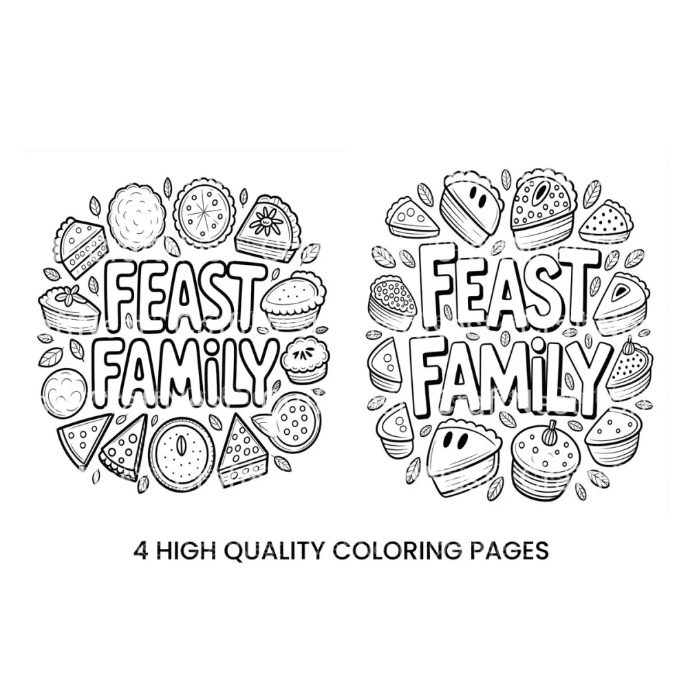 Feast Family Thanksgiving Coloring Books